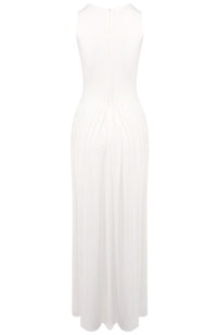 Paeltrix Draped Design Maxi Dress In White