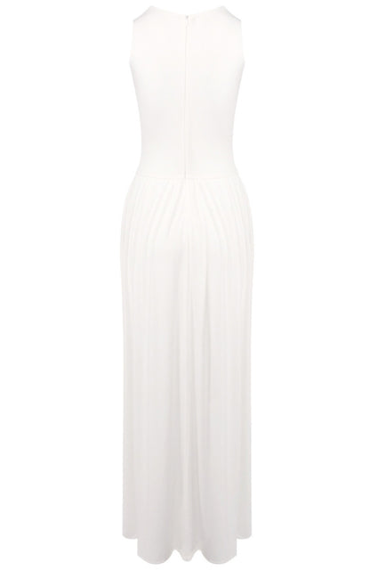 Paeltrix Draped Design Maxi Dress In White