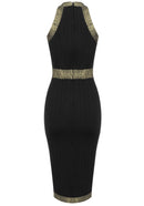 Herrig Sparkly Midi Dress In Black Gold