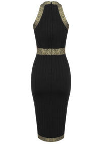 Herrig Sparkly Midi Dress In Black Gold