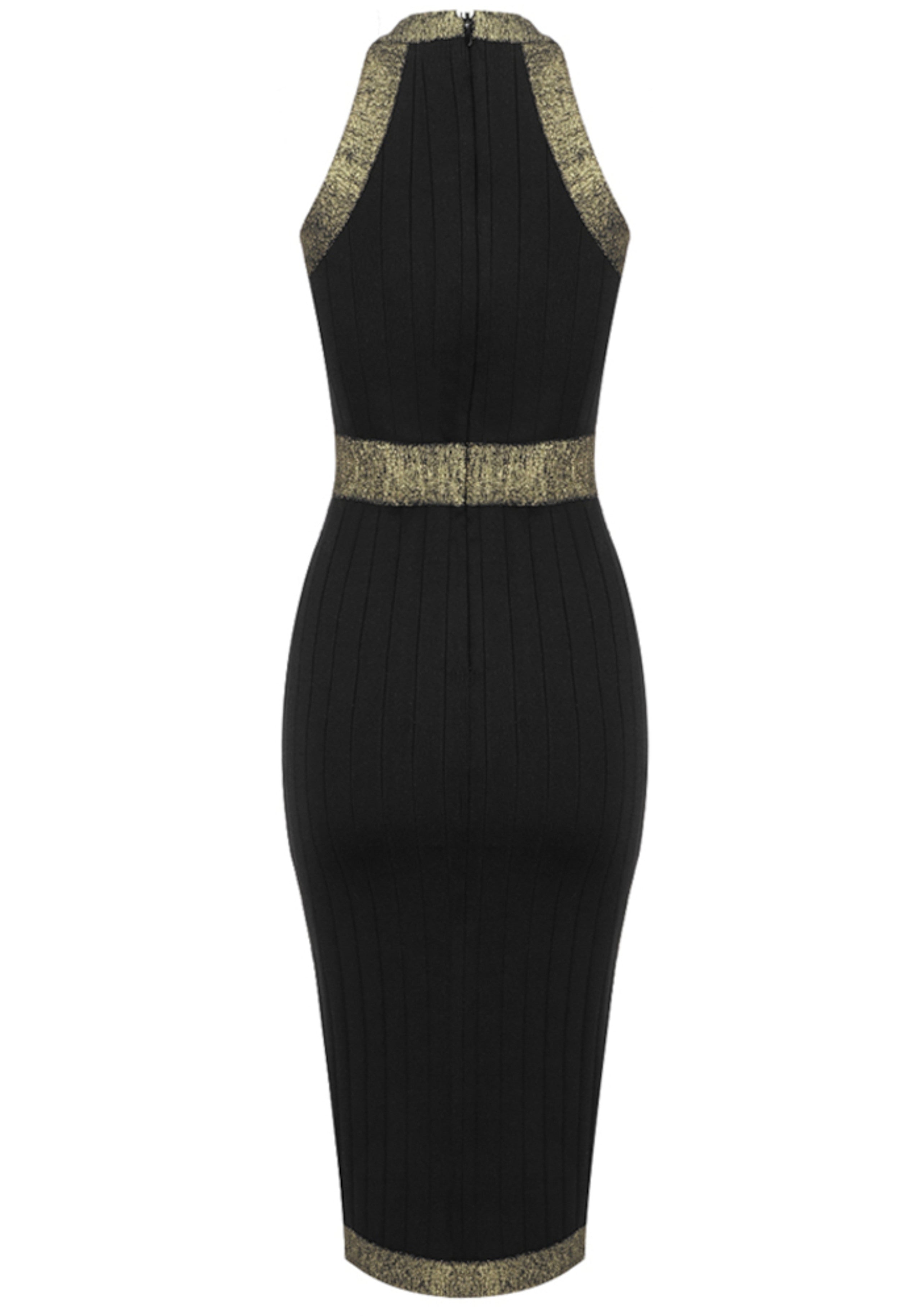 Herrig Sparkly Midi Dress In Black Gold