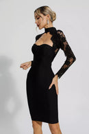 Kawko Lace Sleeve Bandage Dress In Black