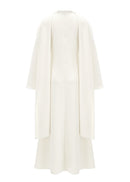 Emilie White Pearl Trim Shawl Detail Maxi Dress