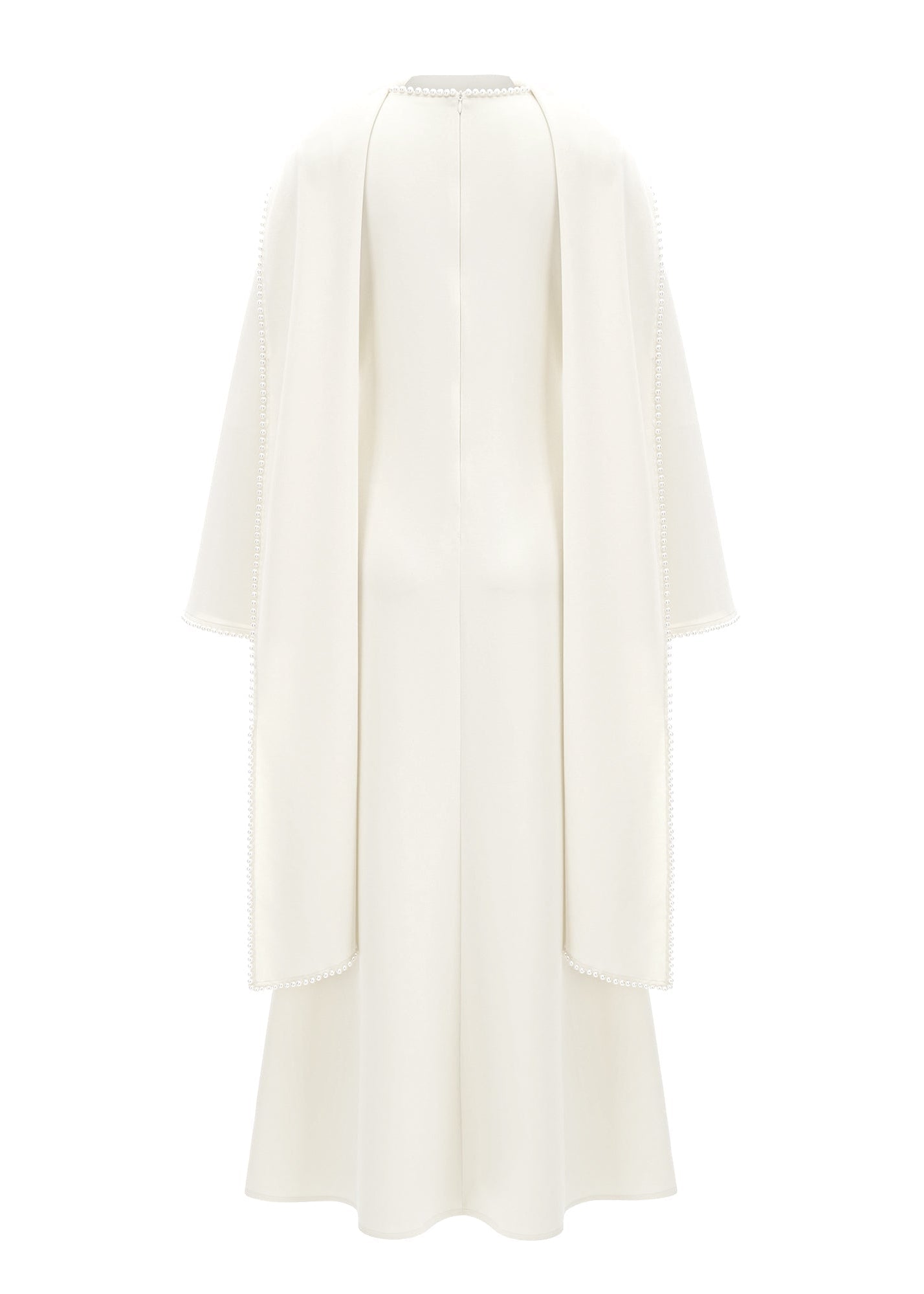 Emilie White Pearl Trim Shawl Detail Maxi Dress