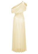 Elese Yellow Asymmetrical Gathered Maxi Dress