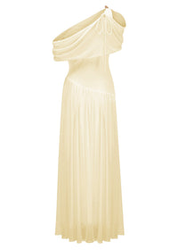 Elese Yellow Asymmetrical Gathered Maxi Dress