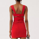 Aizen 3d Flower One Piece Swimsuit And Skirt In Red