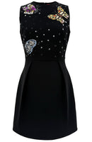 Quron Sequin Butterfly Mini Dress In Black