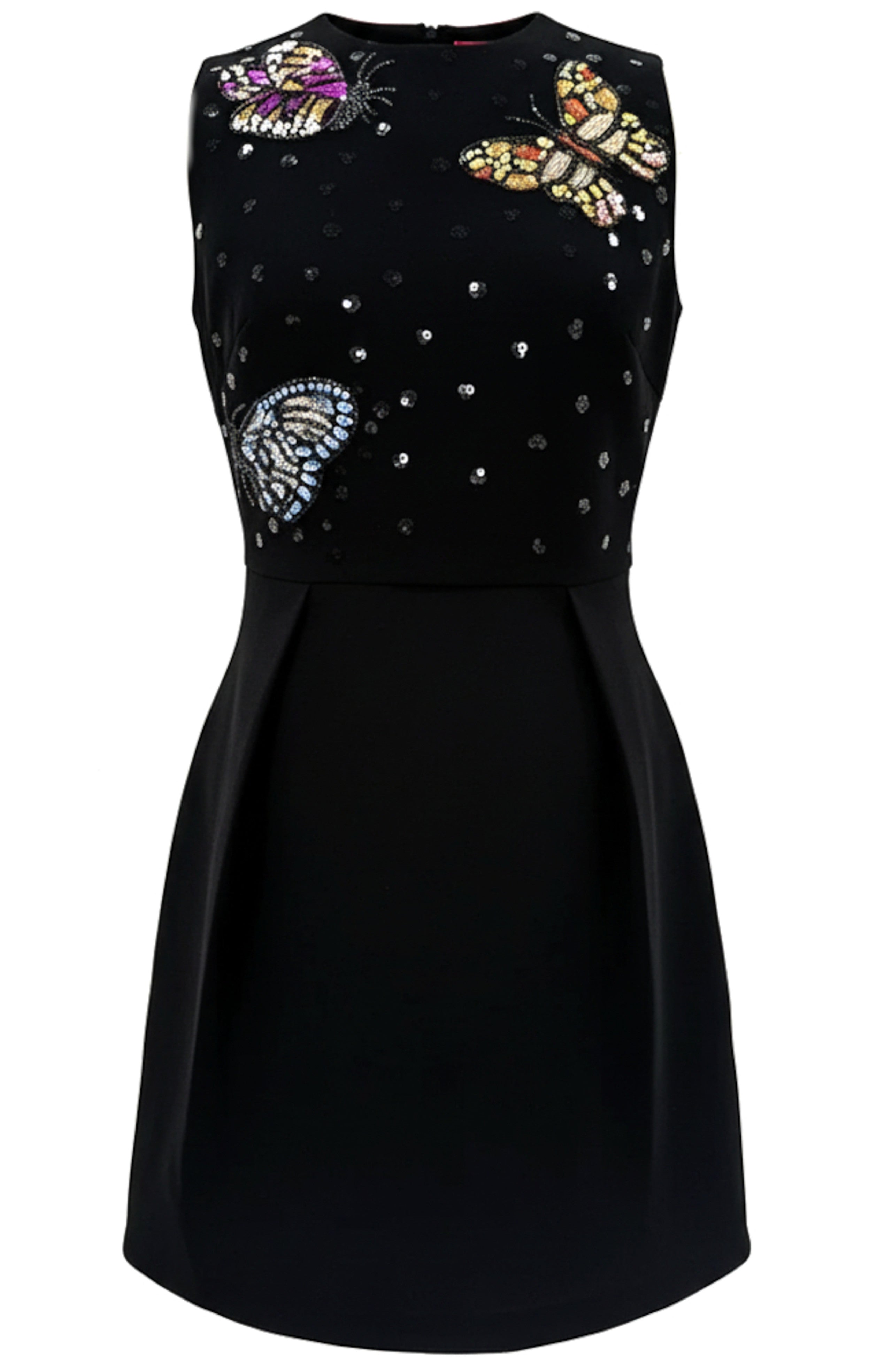 Quron Sequin Butterfly Mini Dress In Black