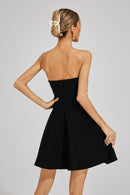 Zylar Crystal Strapless A Line Mini Dress In Black