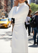 Calyx Long Sleeves Draped Detail Maxi Dress In White