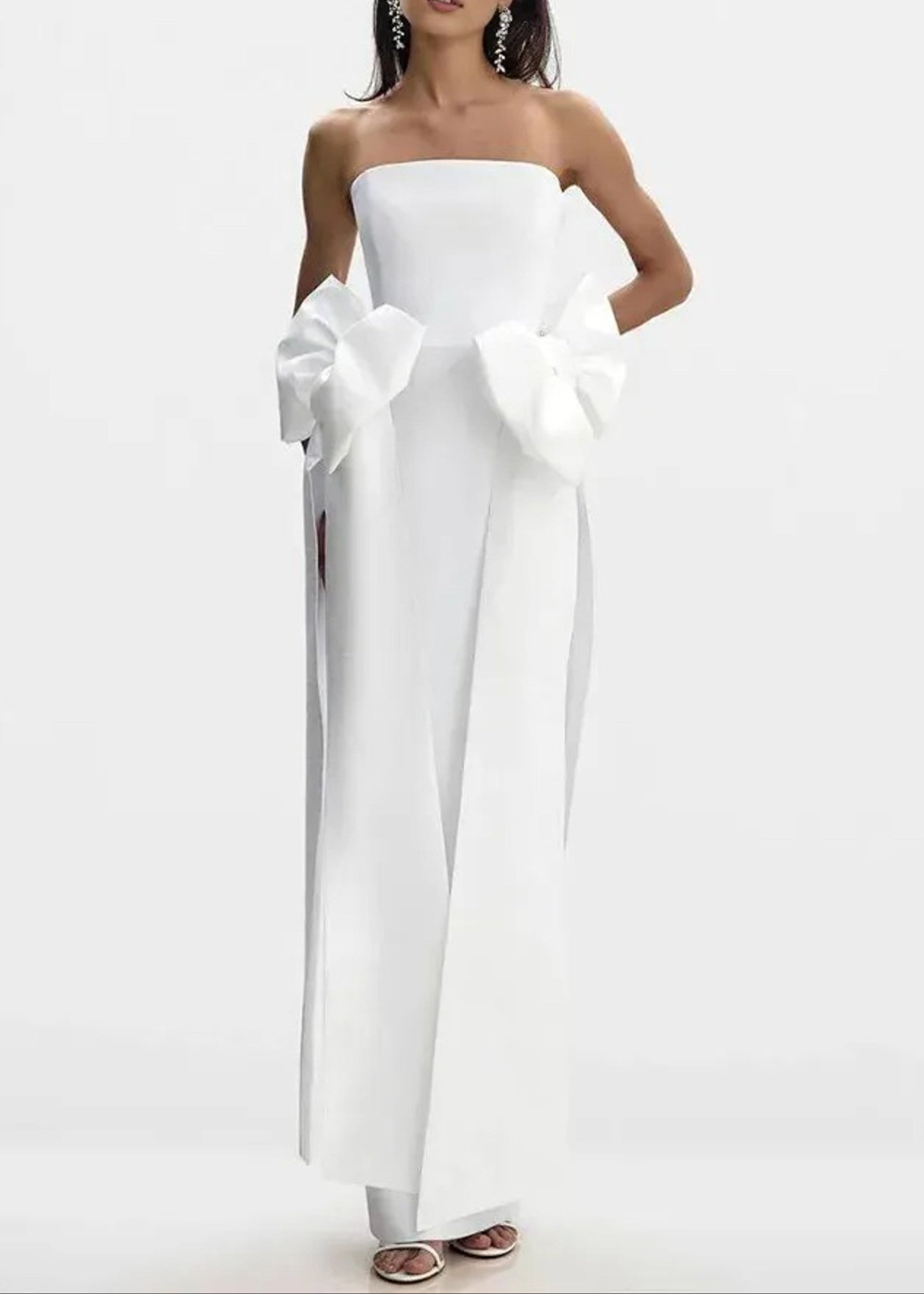 Abbott Strapless Bow Detail Maxi Dress In White