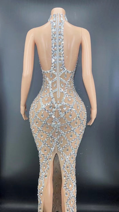 Cate Silver Diamond Maxi Dress