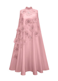 Theoline Sleeveless Floral-Applique Midi Dress In Pink