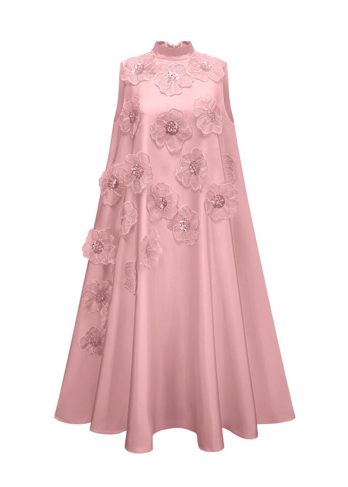 Theoline Sleeveless Floral-Applique Midi Dress In Pink
