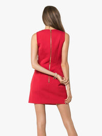 Liwy Metal Button Double Breasted Sleeveless Mini Dress In Red