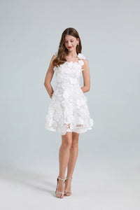 Ruel Sleeveless Flower Embroidered Mini Dress