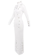 Brythis Long Sleeved Studded Maxi Dress In White