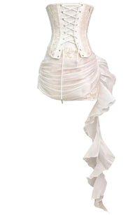 Akeelah Strapless Lace Corset Two Piece Mini Dress In White