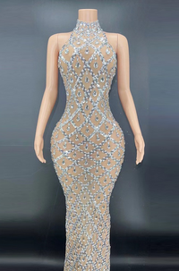 Cate Silver Diamond Maxi Dress