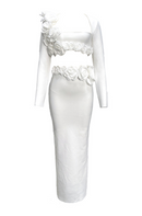 Dellis Flower Bandage Skirt Set In White