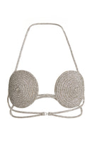 Janet Spiral Crystal Bustier Top In Silver