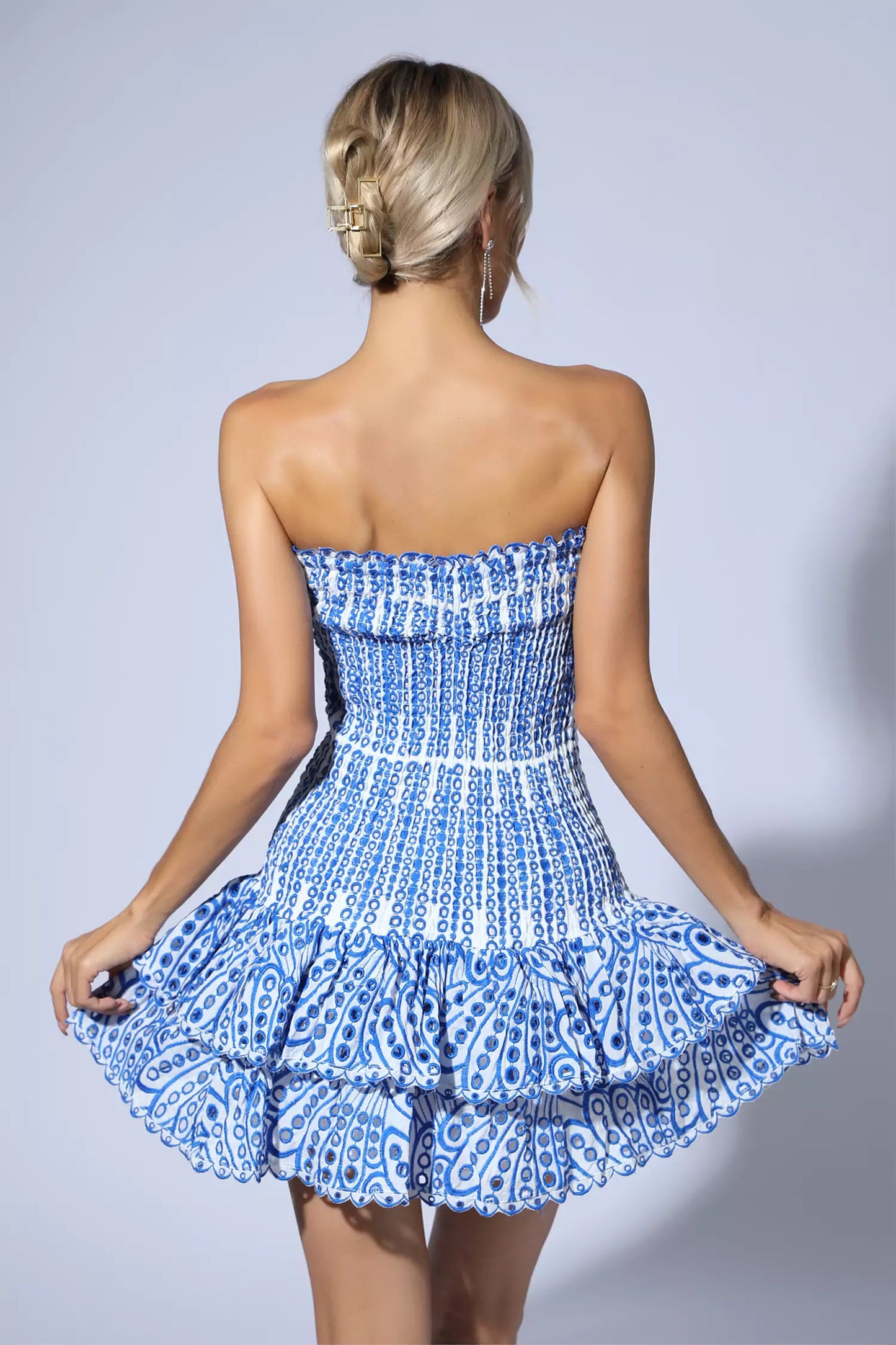 Larry Ruffle Mini Dress In Blue