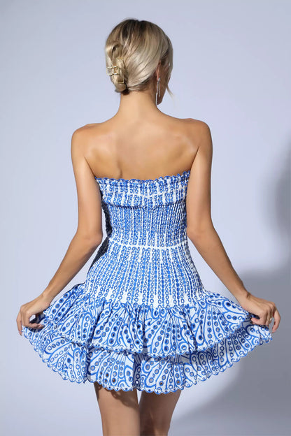 Larry Ruffle Mini Dress In Blue