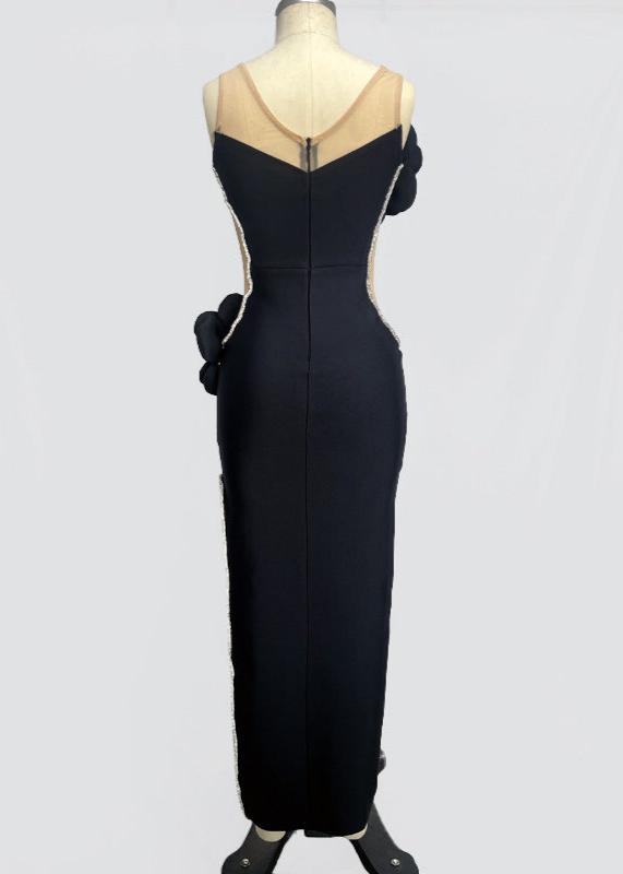 Rudimar Sleeveless Flower Bandage Midi Dress In Black