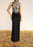 Ailbern Floral Embroidered Maxi Dress In Black