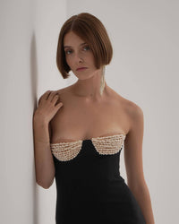 Shaylah Pearl Bustier Maxi Dress In Black