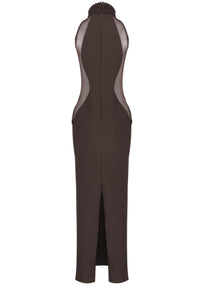 Emberi Braided Mesh Insert Maxi Dress In Brown