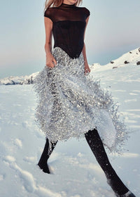 Jonix Mesh Tassel Sequin Long Skirt Set