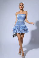 Larry Ruffle Mini Dress In Blue