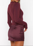 Pryviel Long Sleeve Mini Dress In Wine