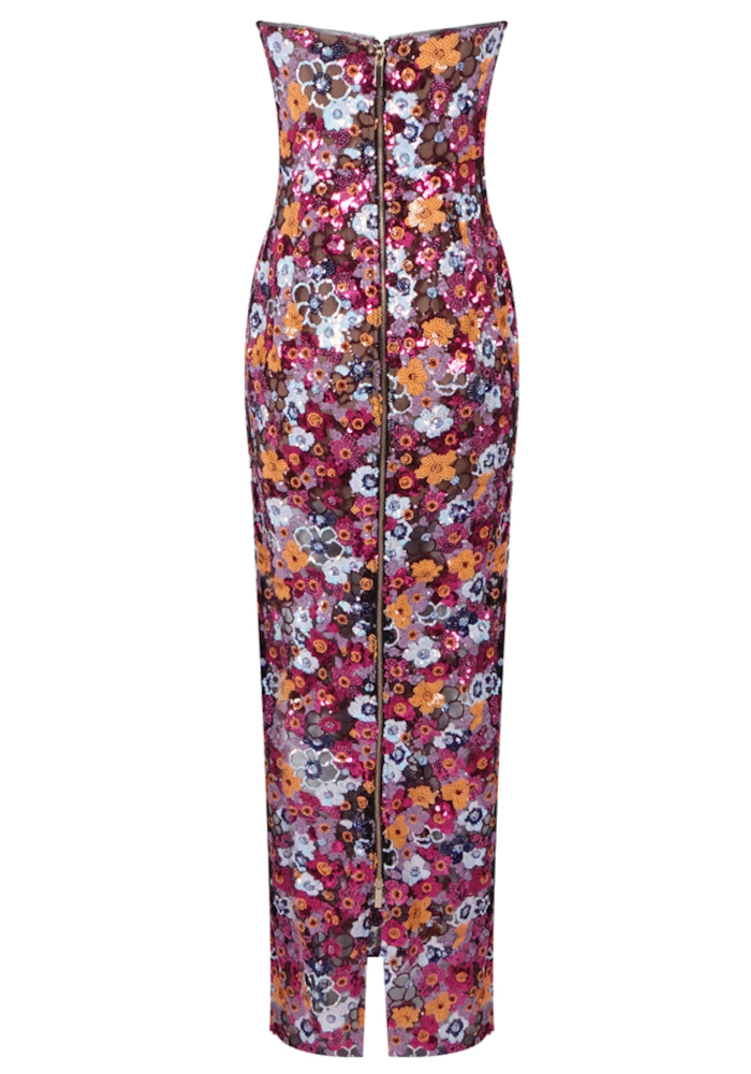 Rehan Strapless Floral Bustier Maxi Dress
