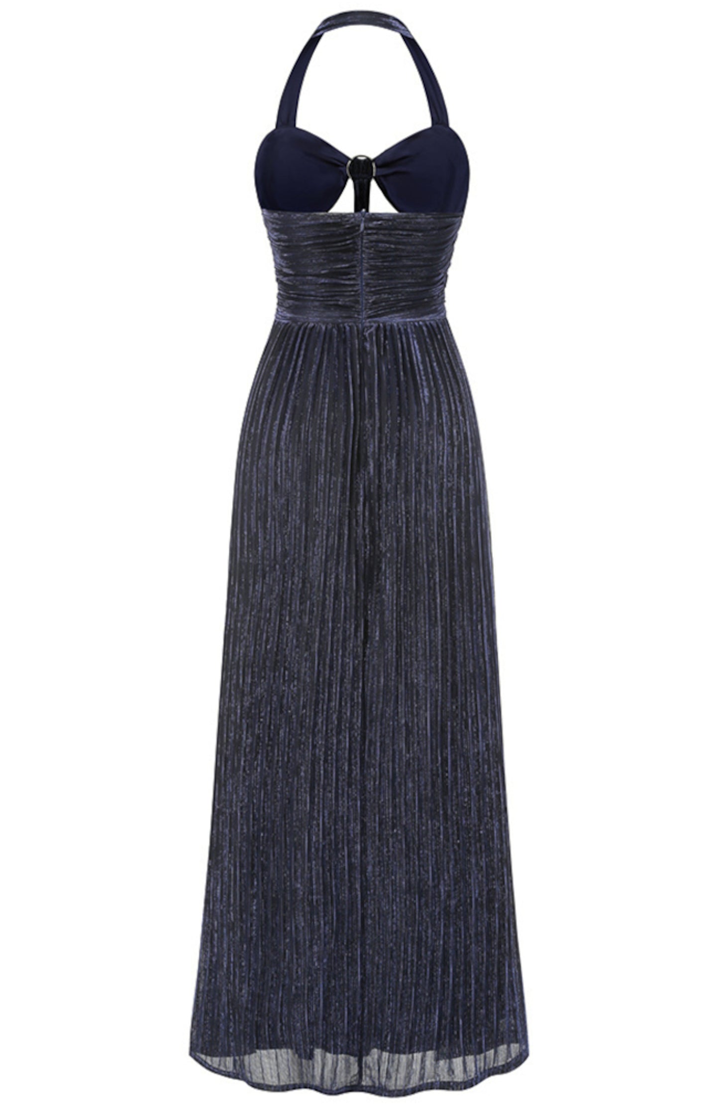 Saelyvira Halter Cutout Detail A Line Maxi Dress In Navy Blue