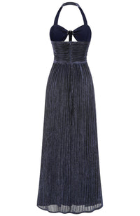 Saelyvira Halter Cutout Detail A Line Maxi Dress In Navy Blue