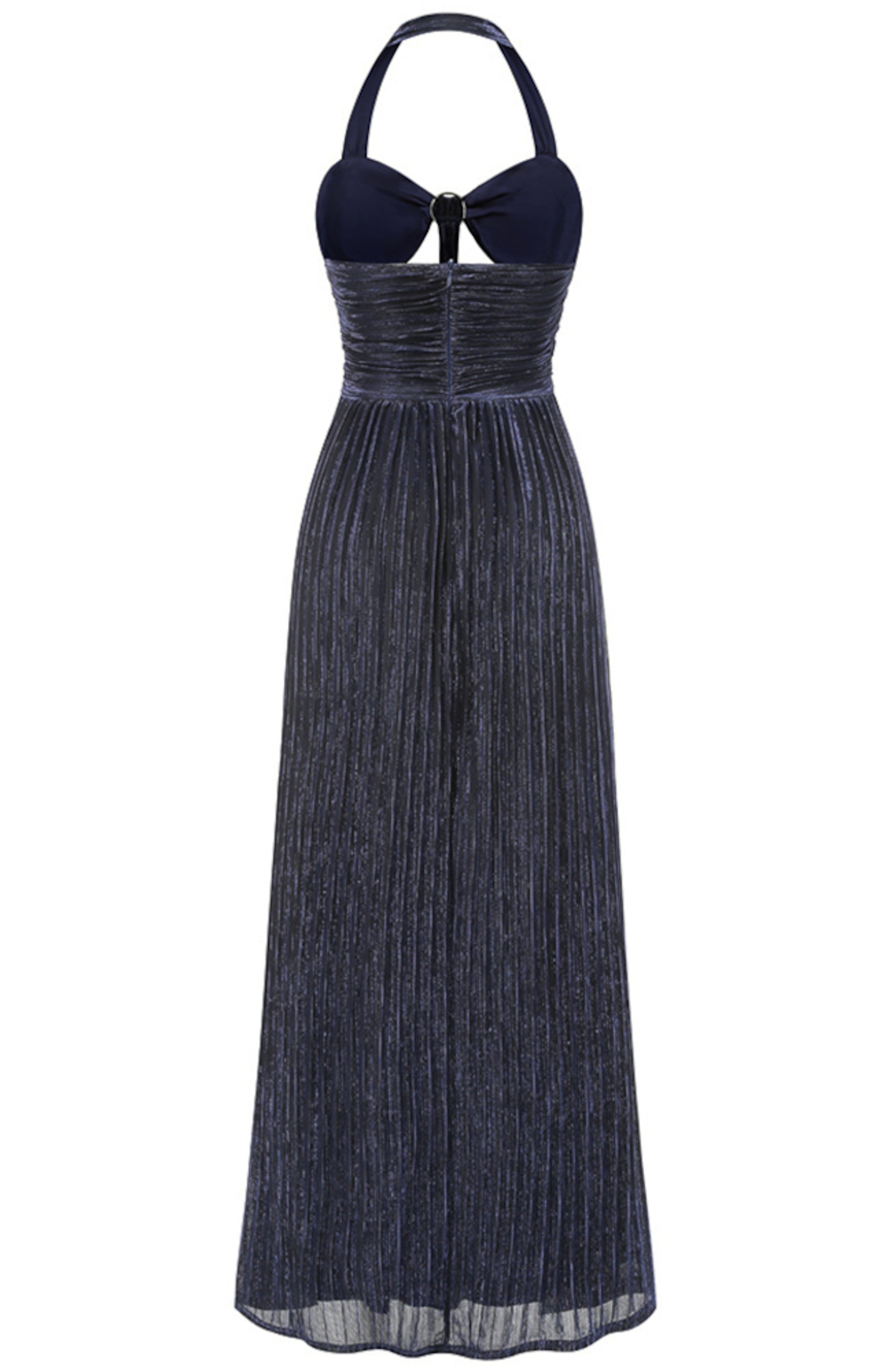 Saelyvira Halter Cutout Detail A Line Maxi Dress In Navy Blue