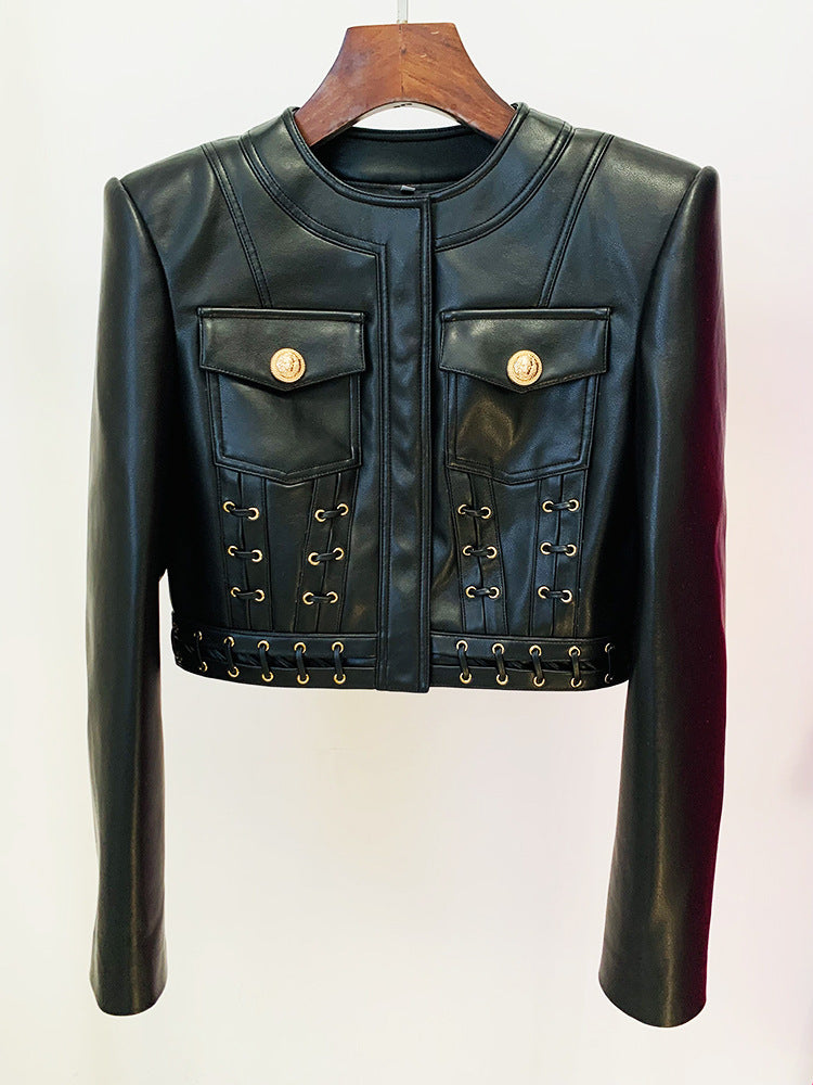 Kristin Leather Jacket Two Piece Set