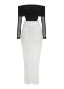 Bradwin Long Sleeve Draped Bardot Maxi Dress