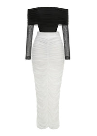 Bradwin Long Sleeve Draped Bardot Maxi Dress