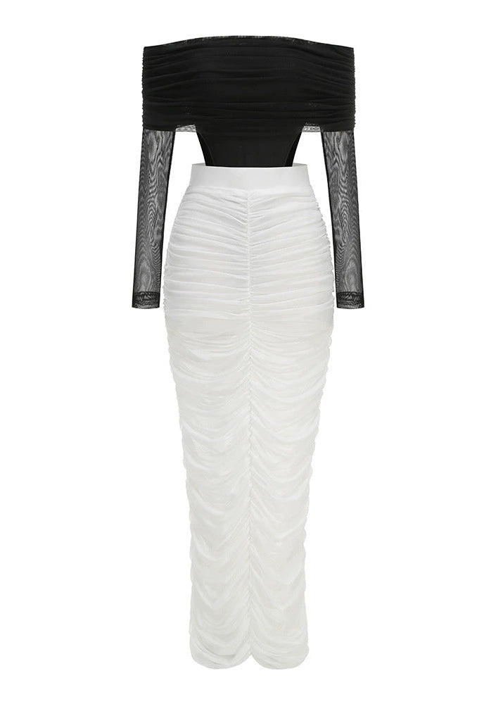 Bradwin Long Sleeve Draped Bardot Maxi Dress