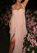 Noelia Strapless Ruffle Maxi Dress In Nude Pink
