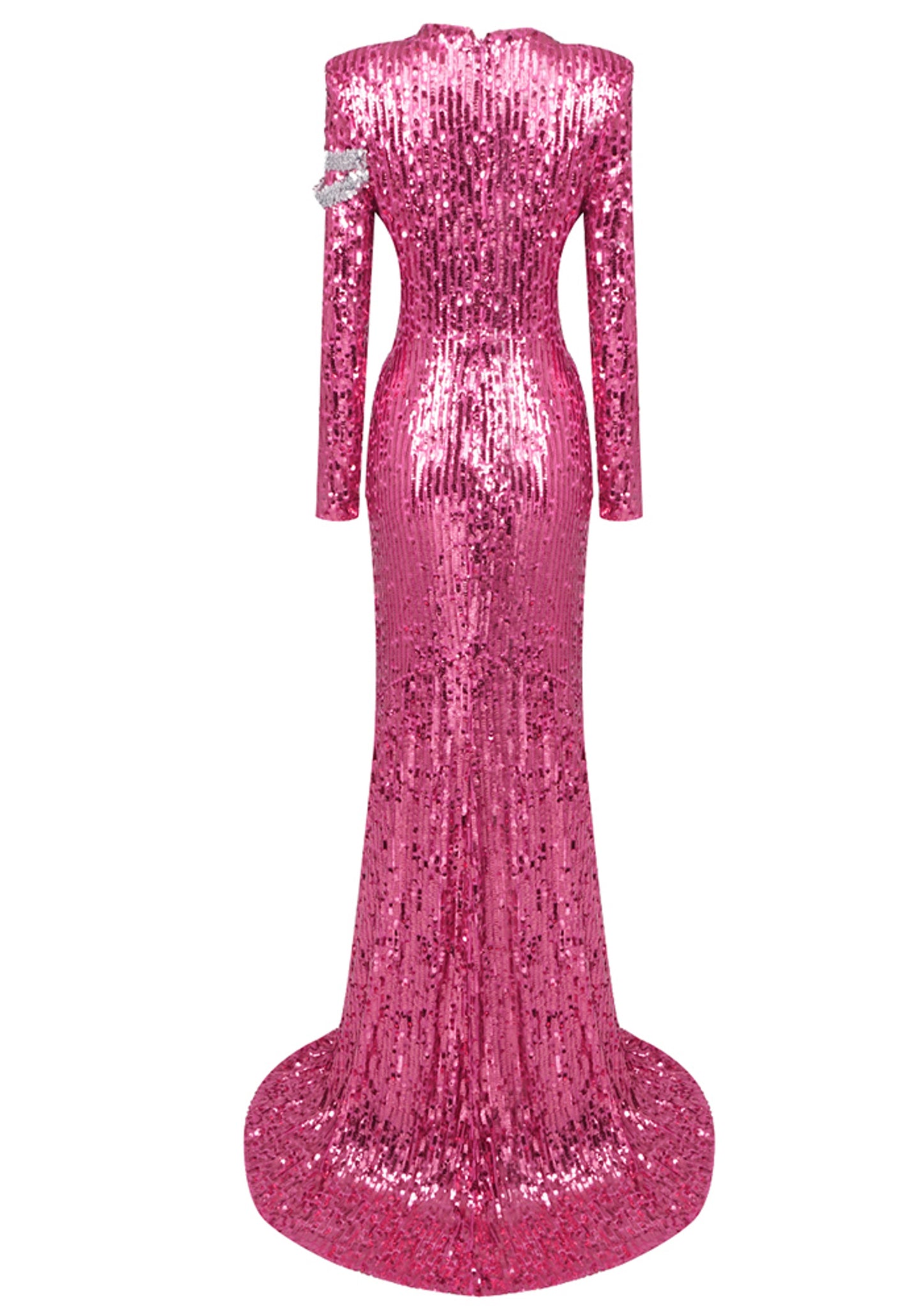 Seabi Long Sleeve Sequin Maxi Dress In Hot Pink