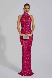 Cate Rose Red Diamond Maxi Dress