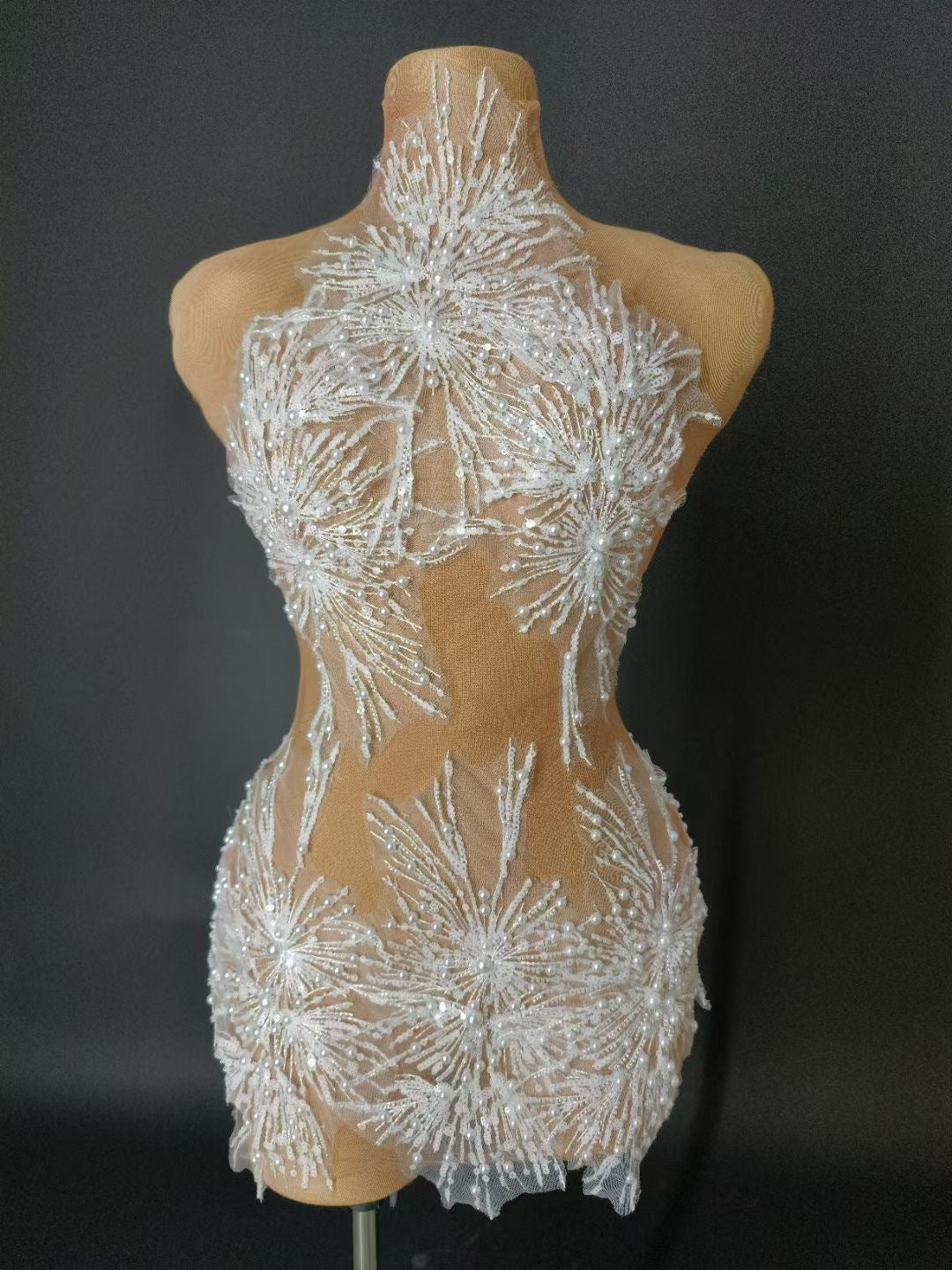 Lyari Mesh Embroidered Beaded Halterneck Jumpsuit