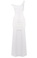 Ryron One Shoulder Corset Draped Maxi Dress In White