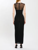 Nakia Sleeveless Mesh Insert Maxi Dress In Black