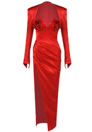 Bexlen Long Sleeve Floral Maxi Two Piece Dress In Red